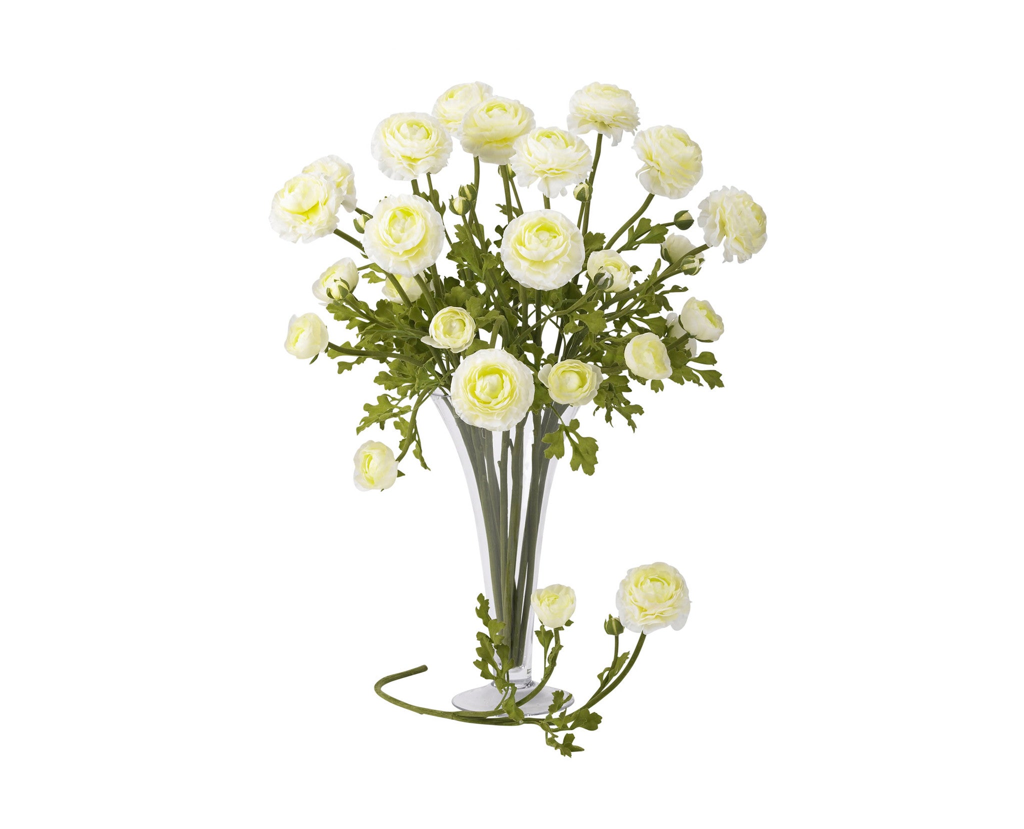 White Fake Ranunculus Artificial Ranunculus White - Silk Flowers